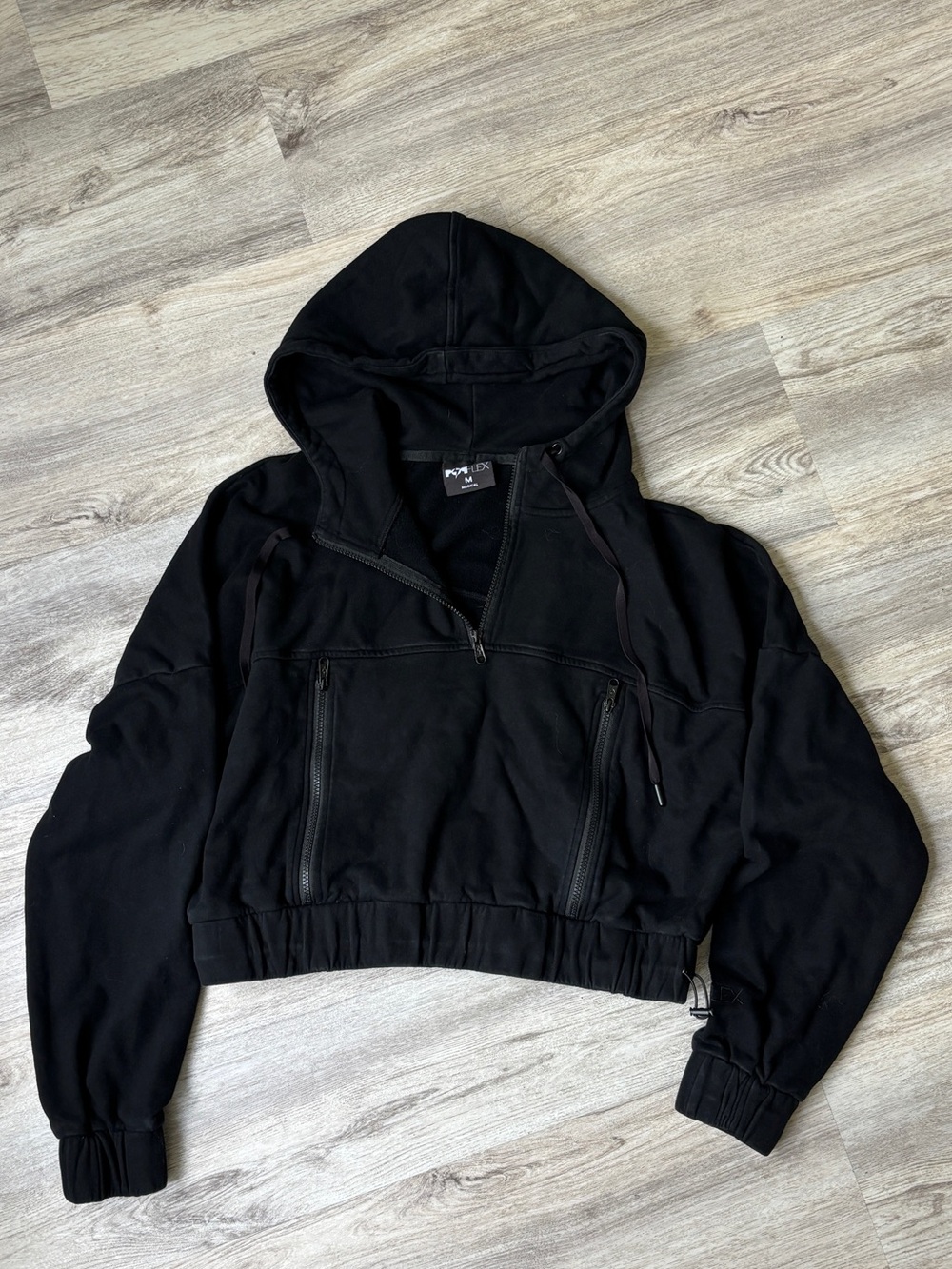 POPFLEX half zip warm up hoodie - black size medium